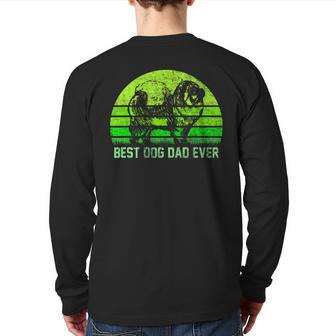 Vintage Retro Best Chow Chow Dog Dad Ever Silhouette Sunset Back Print Long Sleeve T-shirt | Mazezy