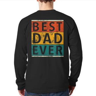 Vintage Retro Best Dad Ever Father Father's Day Back Print Long Sleeve T-shirt | Mazezy