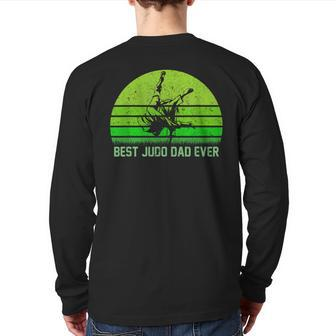 Vintage Retro Best Judo Dad Ever DadFather's Day Back Print Long Sleeve T-shirt | Mazezy
