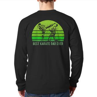 Vintage Retro Best Karate Dad Ever DadFather's Day Back Print Long Sleeve T-shirt | Mazezy