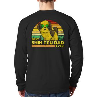 Vintage Retro Best Shih Tzu Dad Ever Back Print Long Sleeve T-shirt | Mazezy
