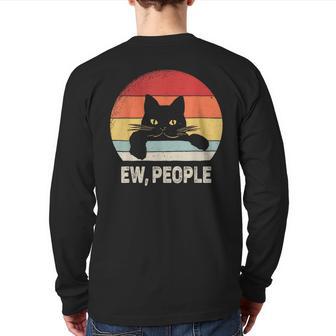 Vintage Retro Ew People Black Cat Back Print Long Sleeve T-shirt - Monsterry CA