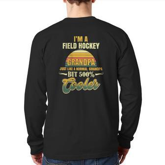 Vintage Retro Field Hockey Grandpa Back Print Long Sleeve T-shirt | Mazezy