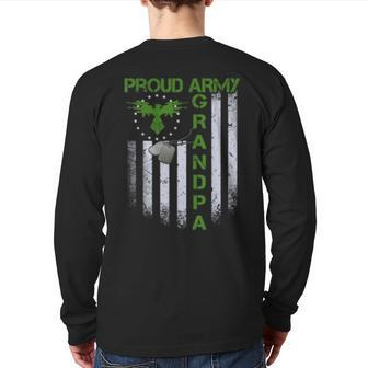 Vintage Retro Flag Proud Army Grandpa Dog Tags Military Back Print Long Sleeve T-shirt | Mazezy
