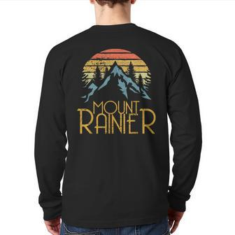 Vintage Retro Mount Rainier National Park Wa Mountains Back Print Long Sleeve T-shirt - Monsterry
