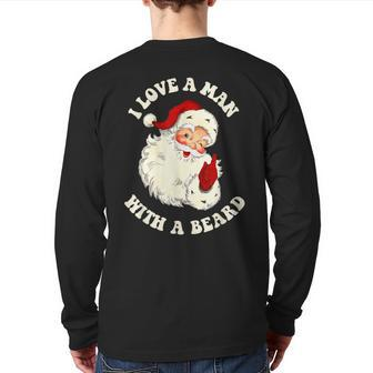 Vintage Santa Fun Retro I Love A Man With A Beard Christmas Back Print Long Sleeve T-shirt - Seseable