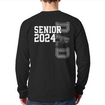 Vintage Senior 2024 Class Grad Proud Dad Class Of 2024 Back Print Long Sleeve T-shirt | Mazezy