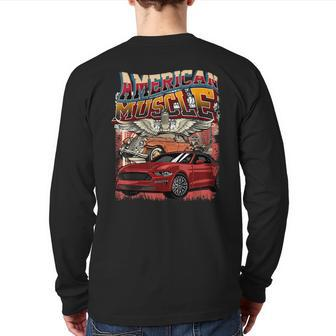 Vintage Streetwear American Muscle Car Graphic Apparel Back Print Long Sleeve T-shirt | Mazezy