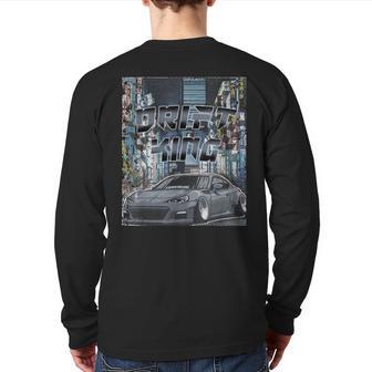 Vintage Streetwear Drift Car Graphic Apparel Back Print Long Sleeve T-shirt - Monsterry