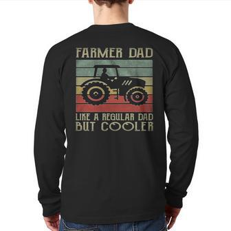 Vintage Tractor Dad Like A Regular Dad But Cooler Back Print Long Sleeve T-shirt | Mazezy