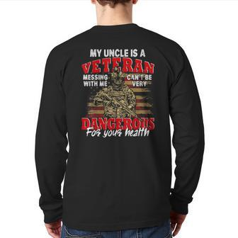 Vintage My Uncle Is A Veteran Father's Day Us Flag Family Back Print Long Sleeve T-shirt | Mazezy