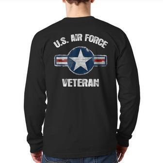 Vintage Us Air Force Veteran Vintage Usaf Veteran Back Print Long Sleeve T-shirt | Mazezy
