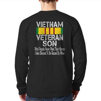 Vintage Us Military Family Vietnam Veteran Son Back Print Long Sleeve T-shirt | Mazezy