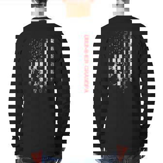 Vintage Usa American Flag Drums Grandpa Drummer Silhouette Back Print Long Sleeve T-shirt | Mazezy