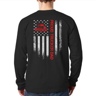 Vintage Usa American Flag Proud Trucker Truck Driver Dad Back Print Long Sleeve T-shirt | Mazezy