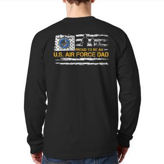 Vintage Usa American Flag Proud To Be An Us Air Force Dad Back Print Long Sleeve T-shirt | Mazezy