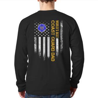 Vintage Usa American Flag World's Best Us Coast Guard Dad For Dad Back Print Long Sleeve T-shirt | Mazezy