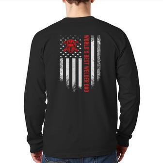 Vintage Usa American Flag World's Best Welder Welding Dad Back Print Long Sleeve T-shirt | Mazezy DE