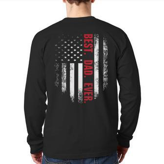 Vintage Usa Best Dad Ever American Flag Father's Day Back Print Long Sleeve T-shirt | Mazezy