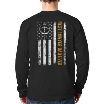 Vintage Usa Best Lawyer Dad Ever American Flag Father's Day Back Print Long Sleeve T-shirt | Mazezy AU