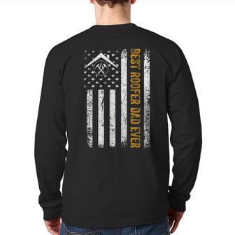 Vintage Usa Best Roofer Dad Ever American Flag Father's Day Back Print Long Sleeve T-shirt | Mazezy