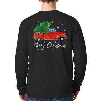 Vintage Wagon Christmas Tree On Car Xmas Vacation Back Print Long Sleeve T-shirt - Monsterry DE