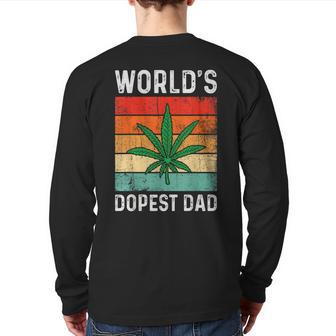 Vintage World's Dopest Dad Marijuana Cannabis Stoner Back Print Long Sleeve T-shirt | Mazezy