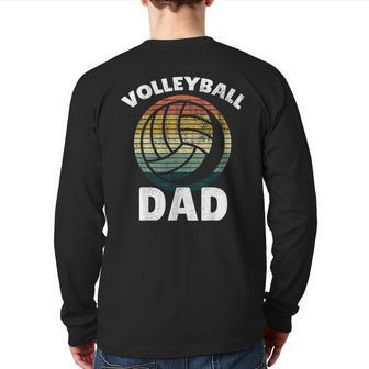 Volleyball Vintage I Dad Father Support Teamplayer Back Print Long Sleeve T-shirt | Mazezy
