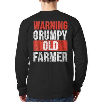 Warning Grumpy Old Farmer Grandpa Farmer Back Print Long Sleeve T-shirt | Mazezy UK