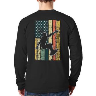 Wave Surfing Surfer Surf T Ride Wakesurf Usa Flag Back Print Long Sleeve T-shirt - Monsterry