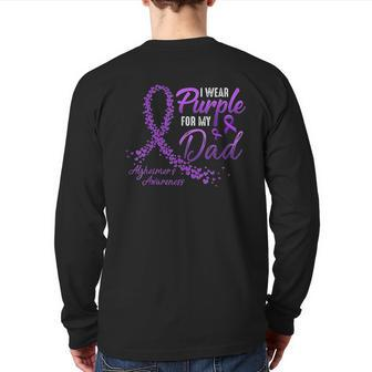 I Wear Purple For Dad Back Print Long Sleeve T-shirt | Mazezy
