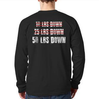Weight Loss 50 Lbs Down Motivational Gym Fitness Workout Back Print Long Sleeve T-shirt | Mazezy