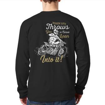 When Life Throws You A Curve Lean Into It Biker Motorcycle Back Print Long Sleeve T-shirt - Monsterry DE