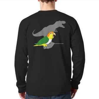 White Bellied Caique T-Rex Birb Memes Dinosaur Parrot Back Print Long Sleeve T-shirt - Monsterry CA