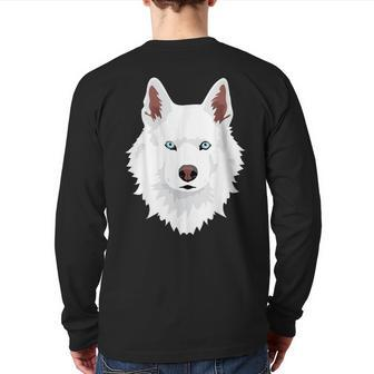White Siberian Husky Canine White Snow Dog Back Print Long Sleeve T-shirt - Monsterry AU