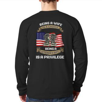 Being A Wife Is A Choice Being A Veteran's Wife Back Print Long Sleeve T-shirt | Mazezy DE