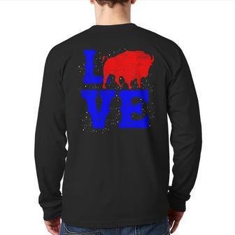Wild American Bison Lover Valentines Day Love Buffalo Back Print Long Sleeve T-shirt - Monsterry UK