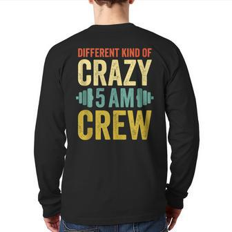 Workout Squad 5Am Crew Gym Quote Vintage Retro Back Print Long Sleeve T-shirt | Mazezy