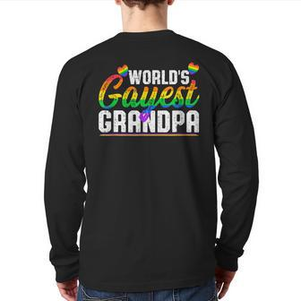 World Gayest Grandpa Grandpa Pride Back Print Long Sleeve T-shirt | Mazezy