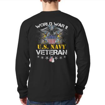 World War Ii Us Navy Veteran Back Print Long Sleeve T-shirt | Mazezy