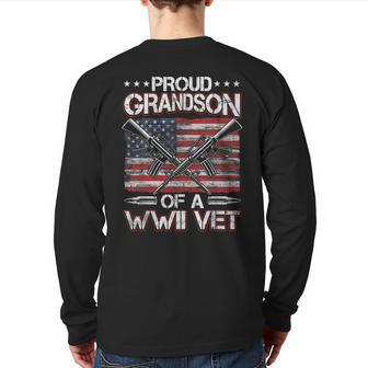 World War Two Veteran Proud Grandson Of A Wwii Vet Back Print Long Sleeve T-shirt | Mazezy
