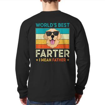 Worlds Best Farter I Mean Father Best Dad Ever Cool Dog Mens Back Print Long Sleeve T-shirt | Mazezy