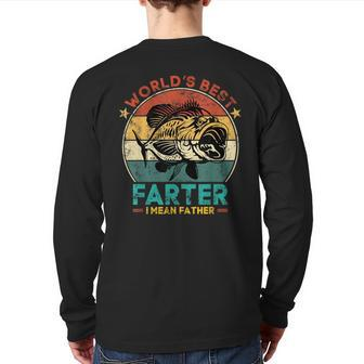 Worlds Best Farter I Mean Father Best Dad Ever Cool Fish Back Print Long Sleeve T-shirt | Mazezy