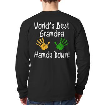 World's Best Grandpa Hands Down Back Print Long Sleeve T-shirt | Mazezy CA