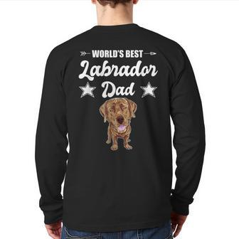 World's Best Labrador Dad Father Chocolate Lab Labrador Back Print Long Sleeve T-shirt | Mazezy