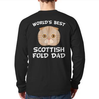 World's Best Scottish Fold Dad Cat Owner Back Print Long Sleeve T-shirt | Mazezy
