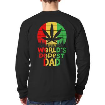 Worlds Dopest Dad Cannabis Weed Marijuana Leaf Back Print Long Sleeve T-shirt | Mazezy