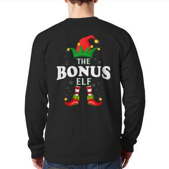 Xmas Bonus Elf Family Matching Christmas Pajama Back Print Long Sleeve T-shirt - Monsterry DE