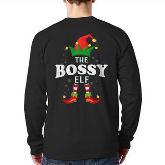 Xmas Bossy Elf Family Matching Christmas Pajama Back Print Long Sleeve T-shirt - Monsterry UK