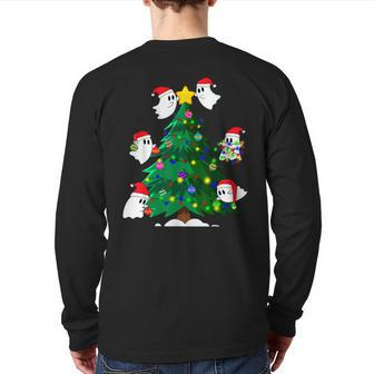 Xmas Ghost Decorate Christmas Tree Matching Family Christmas Back Print Long Sleeve T-shirt - Thegiftio UK